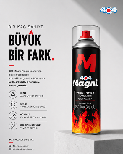 404 Magni Yangın Savar + Duman Dedektörü Test Spreyi 2'li Ev Güvenlik Seti